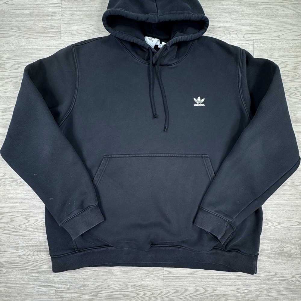 Adidas Men's Hoodie Trefoil Adicolor Essentials Black 2XL Fleece Heavyweight